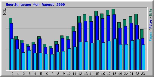 Hourly usage for August 2000