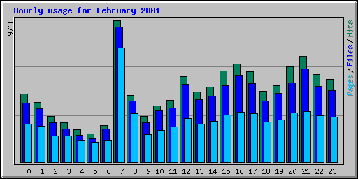 Hourly usage for February 2001